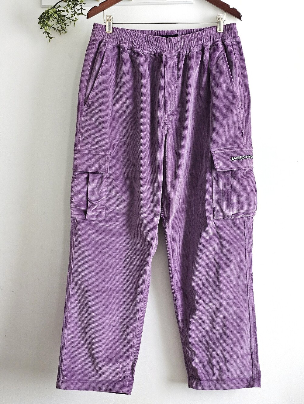 Welcome Chamber Corduroy Cargo Baggy Y2K Pants Purple Loose Fit Skate Size Large